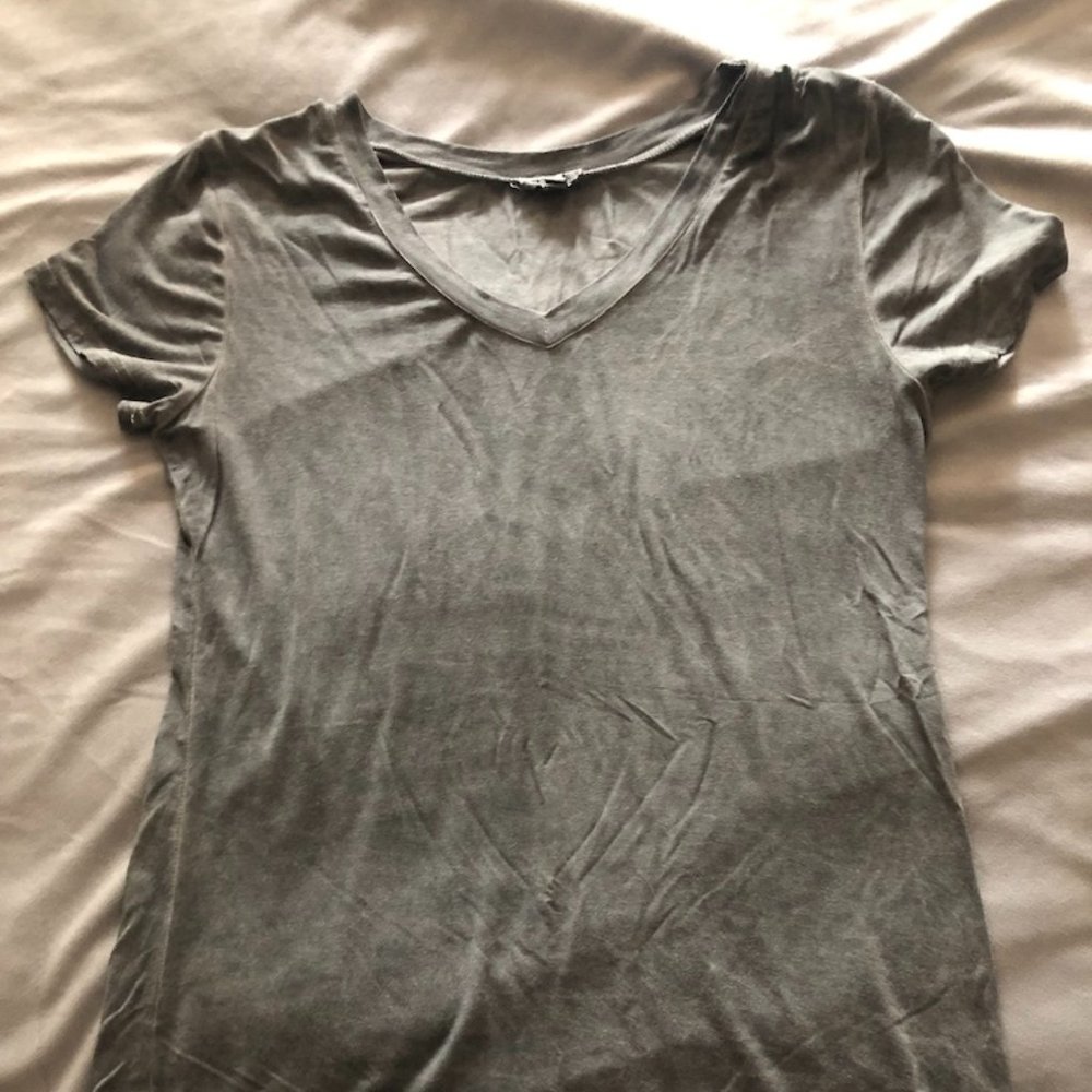 Boutique Grey Washed V-neck Tee